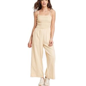 Universal Thread Cream Jumpsuit with Square Neckline and Wide-Leg Design